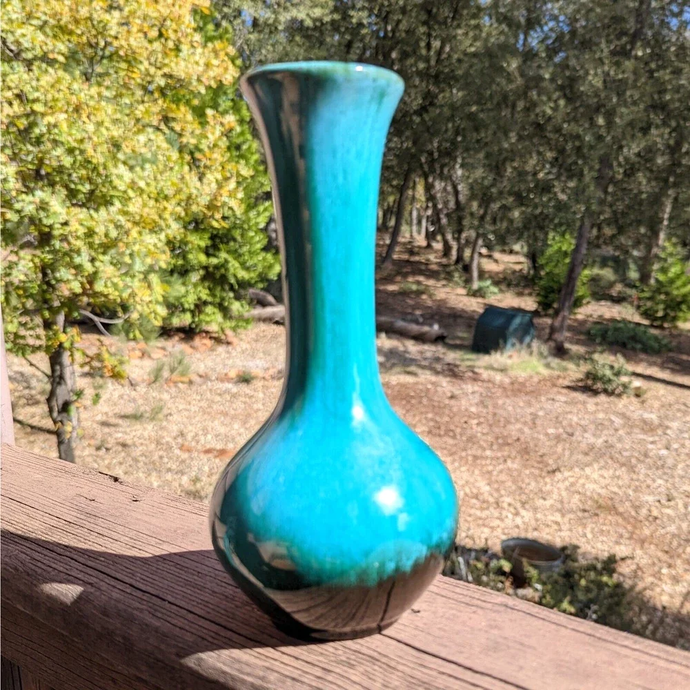 Blue Mountain Pottery Vase Drip Glaze Redware 8.5